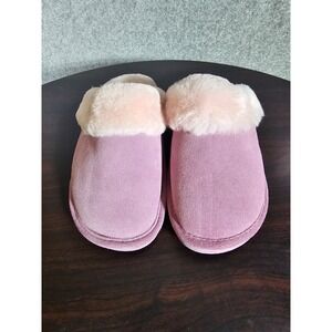 Dije Leather‎ Fur Sheepskin Lined Slip On Slippers Womens Size Large Pink